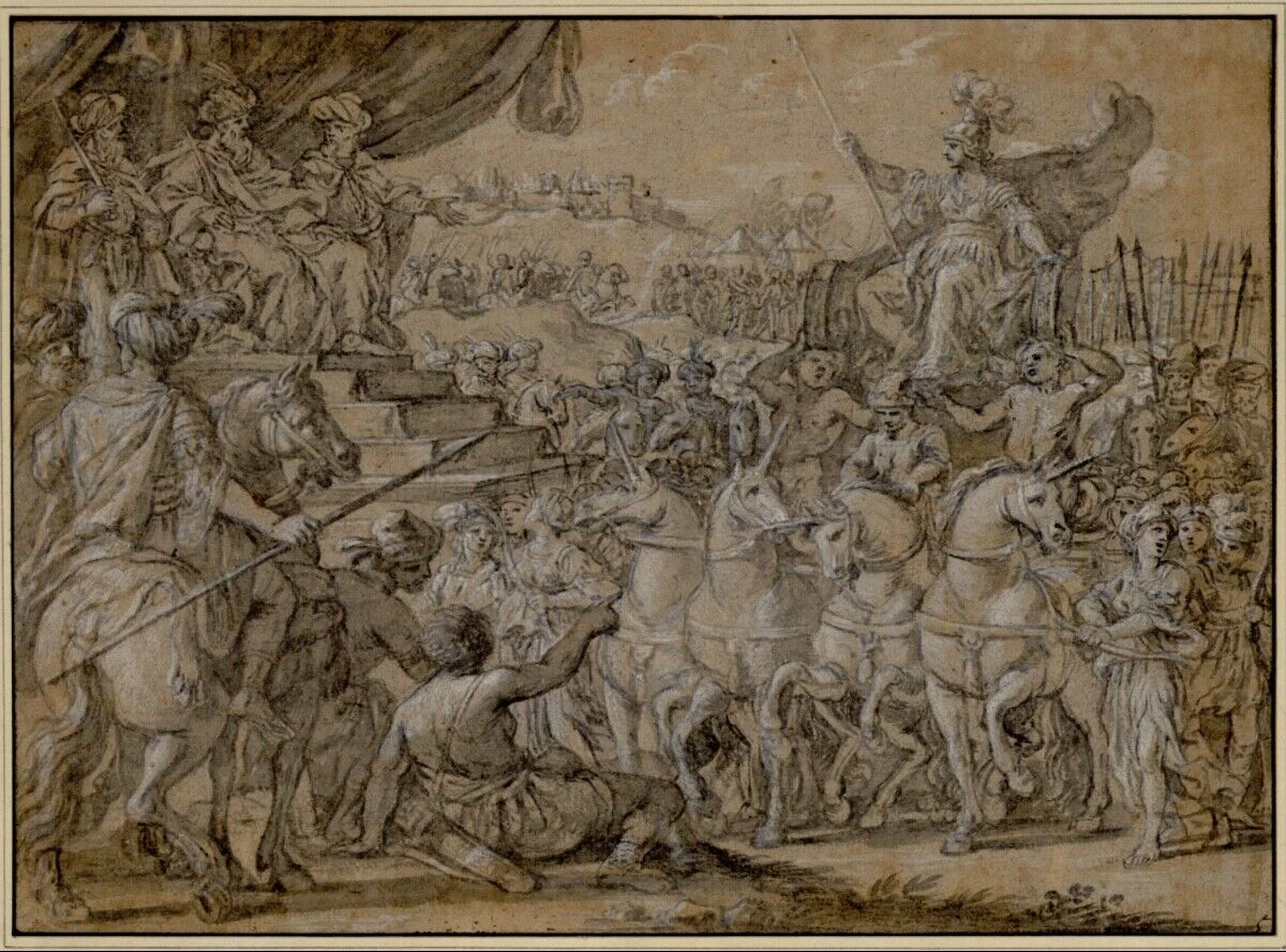 Armida sul suo carro trainato da quattro unicorni